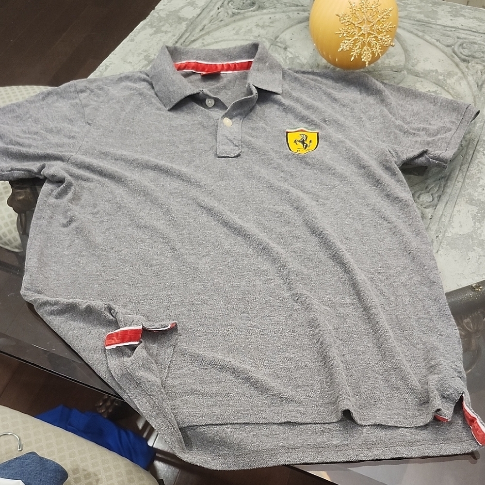 Gray Ferrari Men's Polo Shirt Large Fit